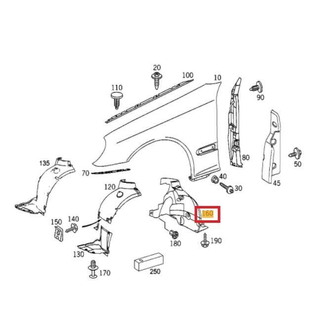NEW GENUINE MERCEDES BENZ MB CLC CLASS REAR RIGHT WHEELHOUSE COVER A2038841822 - Image 2