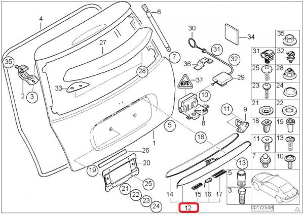 MINI NEW GENUINE COOPER R50 R52 R53 REAR BOOT CHROME HANDLE LID GRIP 51137074020 - Image 3