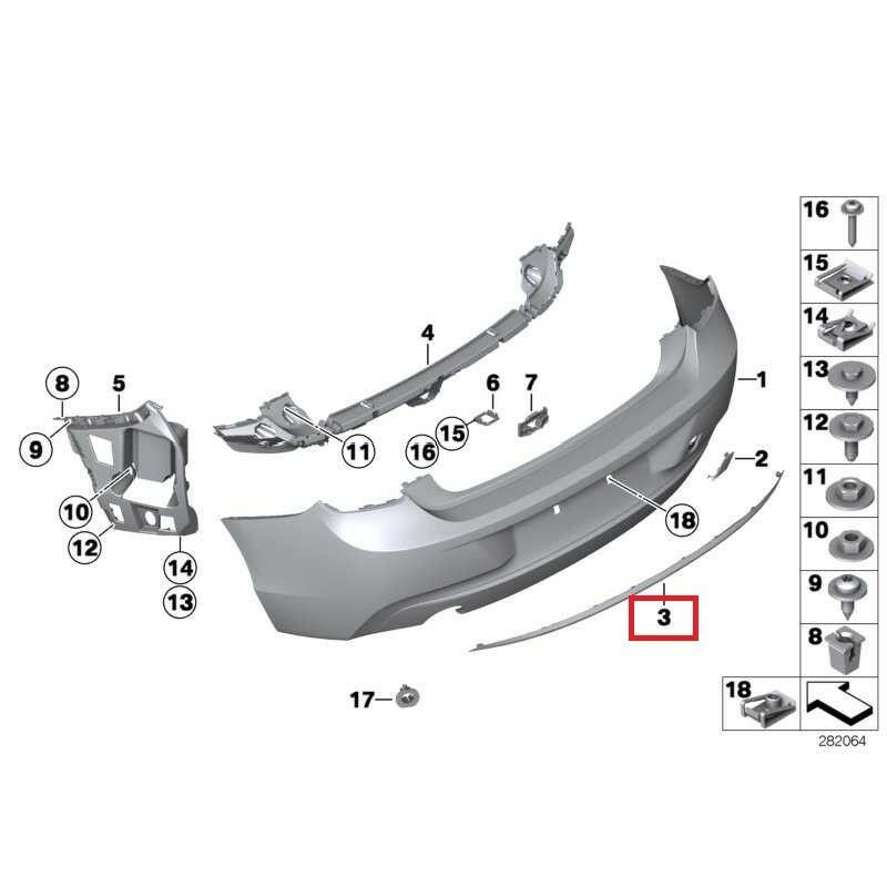 BMW NEW GENUINE 1 SERIES F20 F21 SPORT LINE REAR BUMPER TRIM STRIP BLACK 51127273796 - Image 2