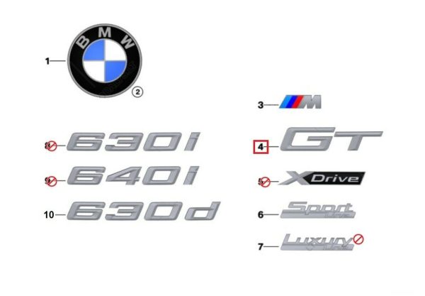 BMW NEW GENUINE 6 SERIES G32 GT REAR TRUNK LID GT EMBLEM BADGE 51147415345 - Image 2