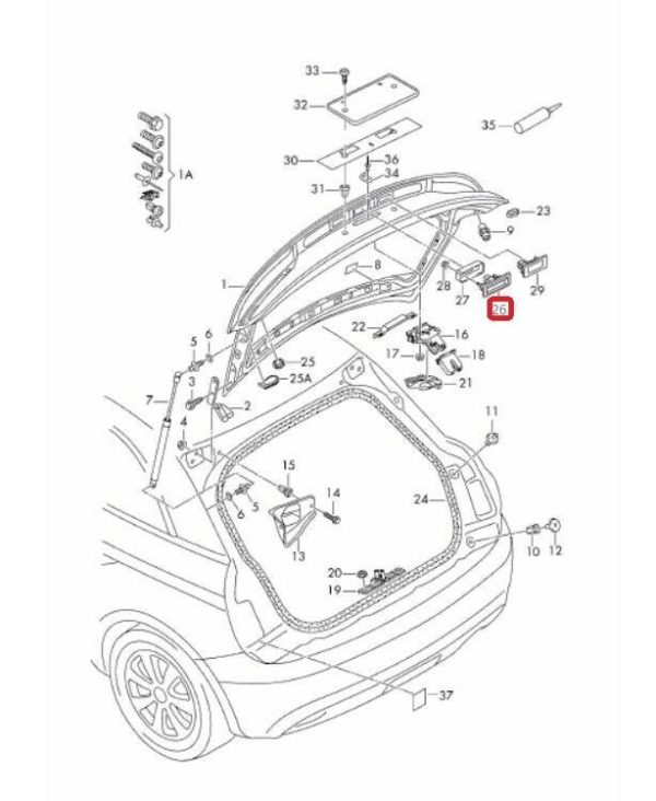 NEW GENUINE AUDI A1 2012-2014 REAR TRUNK LOCK RELEASE HANDLE SWITCH 5J0827566E - Image 2