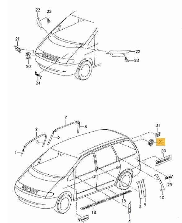 NEW GENUINE VW SHARAN 01-10 REAR TRUNK VW LOGO CHROME BADGE EMBLEM 7M3853630AULM - Image 2