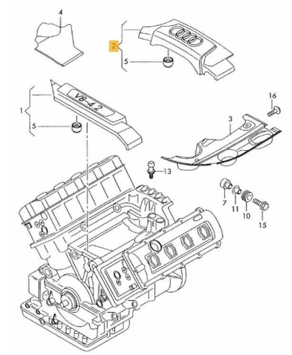 NEW GENUINE AUDI A6 05-08 V8 4.2 PETROL ENGINE REAR BLACK COVER TRIM 079103926C - Image 2