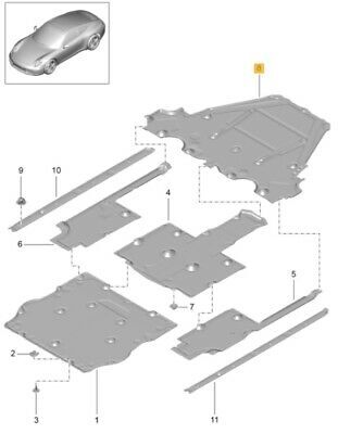 NEW GENUINE PORSCHE 991 COUPE 11-18 REAR UNDER BODY SPLASH GUARD COVER 99150460900 - Image 2