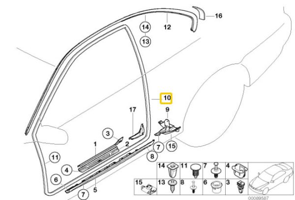 GENUINE BMW E46 COUPE RUBBER DOOR FRAME SEALING TRIM LEFT 51717161687 - Image 2