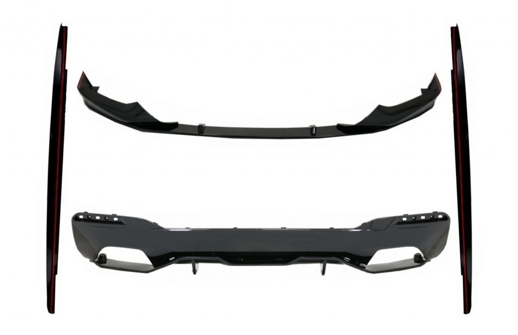 Bumper Spoiler Lip with Diffuser and Side Skirts Extension suitable for BMW 5 Series G30 Limousine G31 Touring (2017-2019) M Sport Design