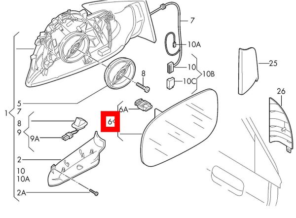 NEW GENUINE AUDI A3 8P A4 B8 A5 8T LEFT N/S DOOR SIDE MIRROR GLASS 8K0857535E - Image 2