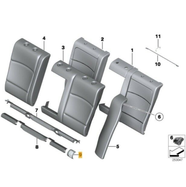NEW GENUINE BMW 5 F10 SALOON REAR SEAT DAKOTA OYSTER INNER ISOFIX MOUNT COVER 52207247227 - Image 2