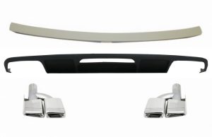 Rear Bumper Diffuser suitable for Mercedes CLS Sedan W218 (2011-2017) Trunk Spoiler and Exhaust Muffler Tips Tail Pipes Only for AMG Sport Line