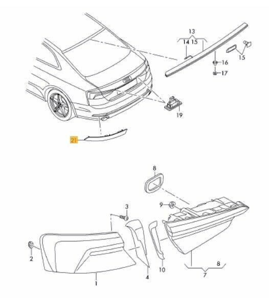 NEW GENUINE AUDI A5 S5 16- REAR BUMPER REFLECTOR LEFT N/S 8W6945105B - Image 2