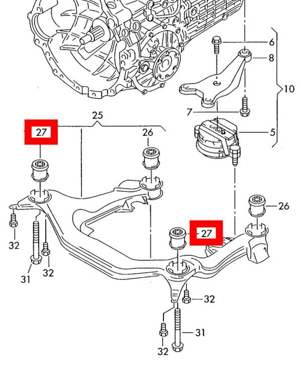 NEW GENUINE A4 B5 B6 B7 A6 C5 PASSAT B5 FRONT SUBFRAME FRONT BUSHING 8D0399415E - Image 2