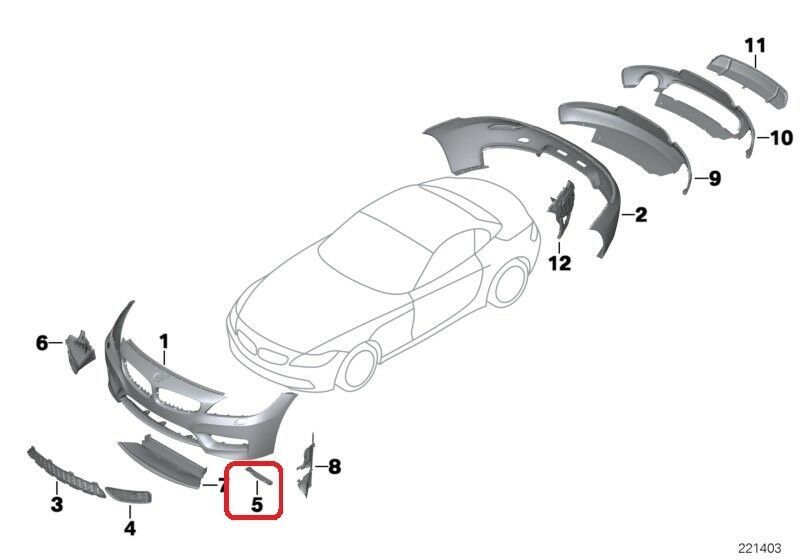 BMW NEW GENUINE Z4 SERIES E89 M SPORT PRESSURE LIP FRONT LEFT N/S 51628038997 - Image 2