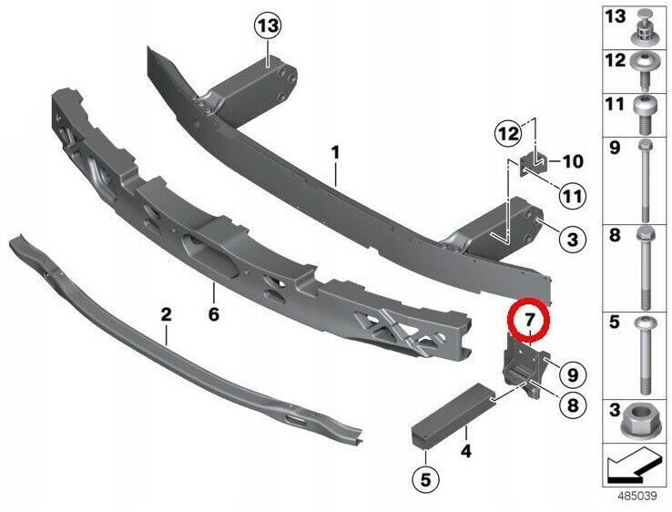 NEW GENUINE BMW 5 6 7 SERIES FRONT BUMPER ADAPTER PLATE LEFT N/S 51117186513 - Image 2