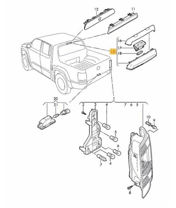 NEW GENUINE VW AMAROK 2017- FACELIFT LOAD COMPARTMENT THIRD STOP BRAKE LIGHT 2H6945097N - Image 2