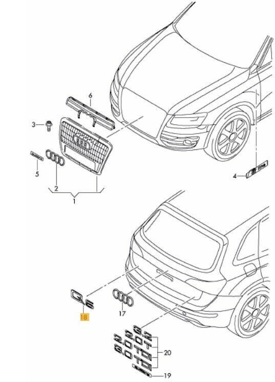 NEW GENUINE AUDI Q5 2009-2017 REAR TRUNK LID Q5 CHROME BADGE EMBLEM 8R08537412ZZ - Image 2