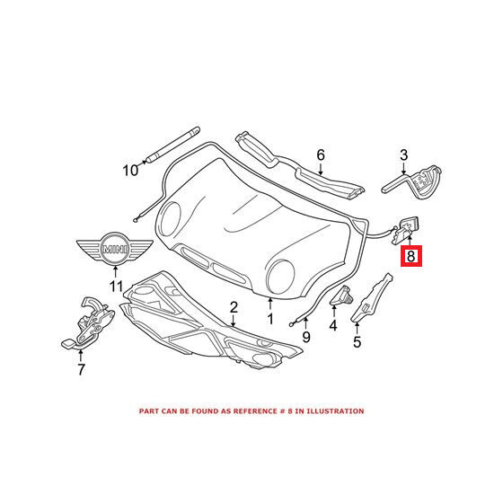 MINI NEW GENUINE FRONT BONNET HOOD RELEASE HANDLE UNLOCKING LEVER 51231506882 - Image 2