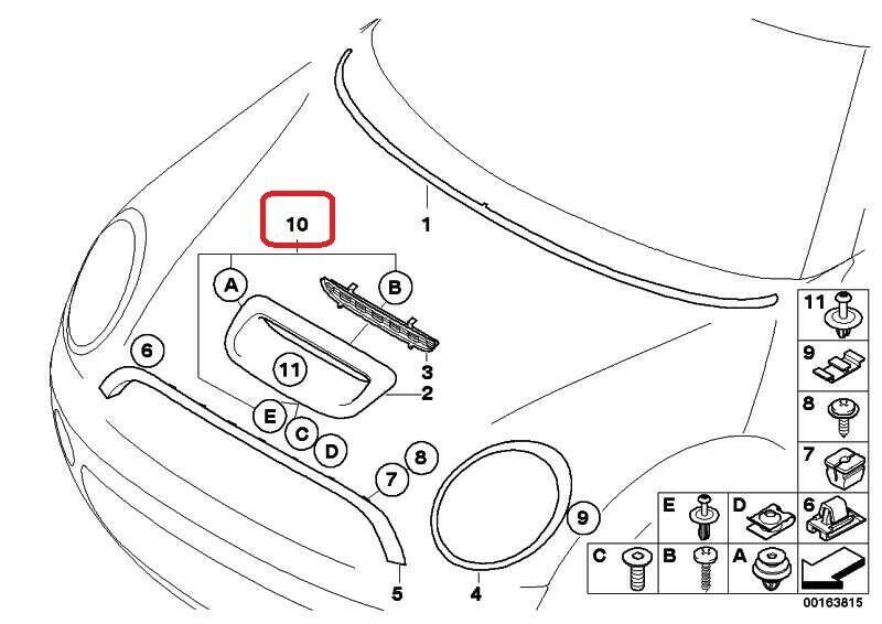 MINI NEW OEM R55 R56 R57 R58 R59 JCW S AIR INTAKE BONNET SCOOP SCREW FULL SET 51132757697 - Image 2