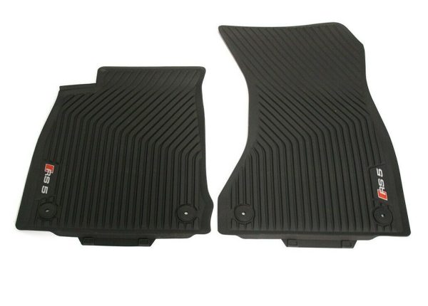 NEW GENUINE AUDI RS5 COUPE 2018- FRONT BLACK RUBBER ALL WEATHER FLOOR MATS LHD 8W6061221041