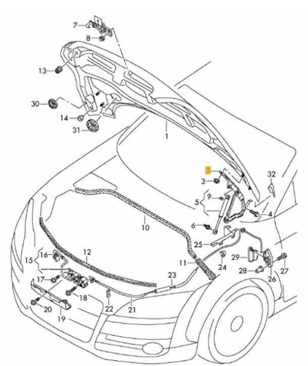 NEW GENUINE AUDI TT TTRS 07-14 FRONT BONNET HOOD LID HINGE LEFT N/S 8J0823301H - Image 2