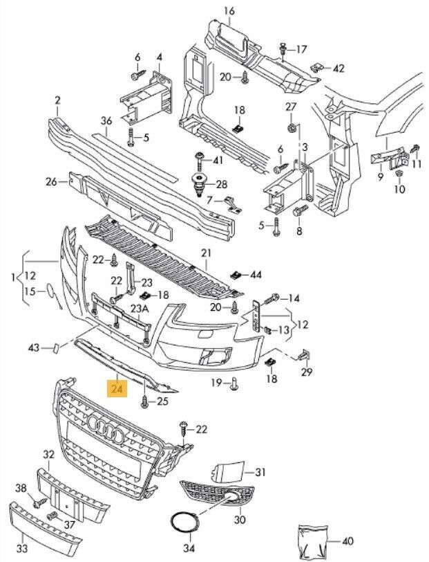 NEW GENUINE AUDI A5 S LINE FRONT BUMPER DIFFUSER TRIM CHROME 8T08077172ZZ - Image 2