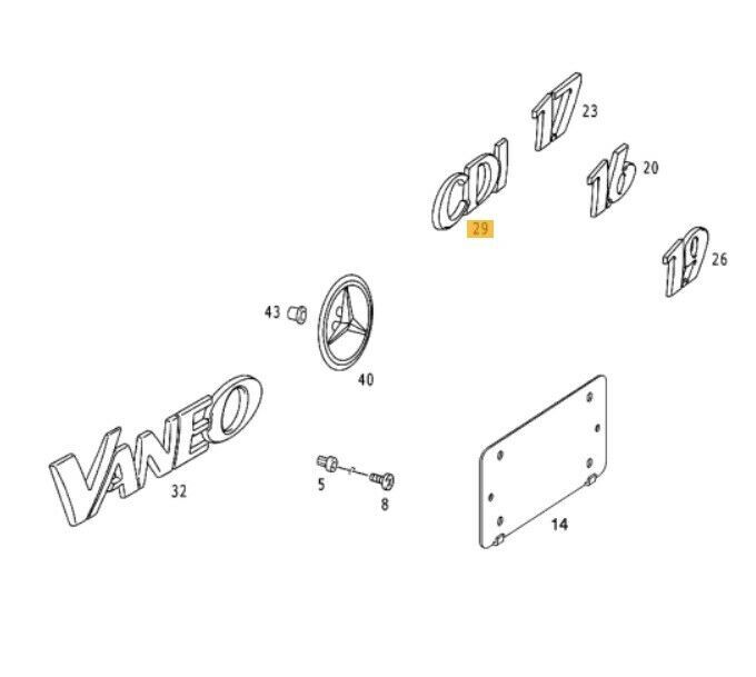 NEW GENUINE MERCEDES BENZ VANEO W414 REAR TRUNK CDI LETTERING CHROME BADGE LID A4148170415 - Image 2