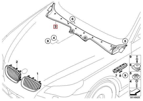 BMW NEW GENUINE 5 SERIES E60 E61 WINDSHIELD COWL PANEL COVER 51717027083 - Image 2