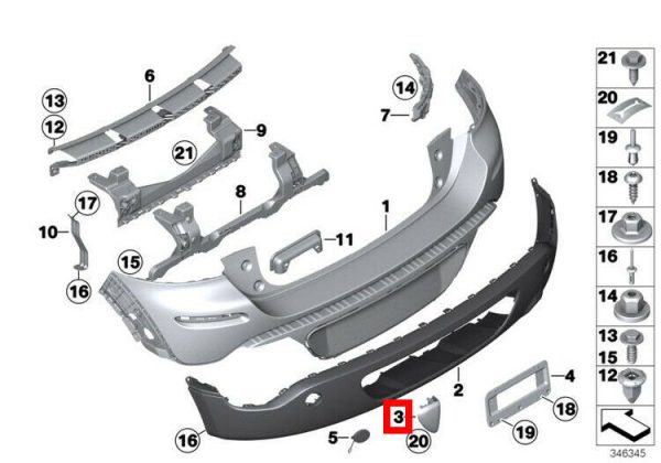 NEW GENUINE MINI COOPER PACEMAN R61 REAR BUMPER CHROME FRAME LEFT 51129809961