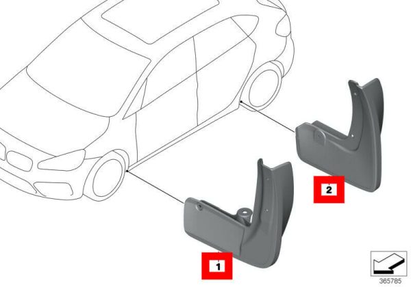 BMW NEW GENUINE 2 SER F45 M SPORT MUD FLAPS SPLASH GUARDS PAIR SET FRONT + REAR - Image 2