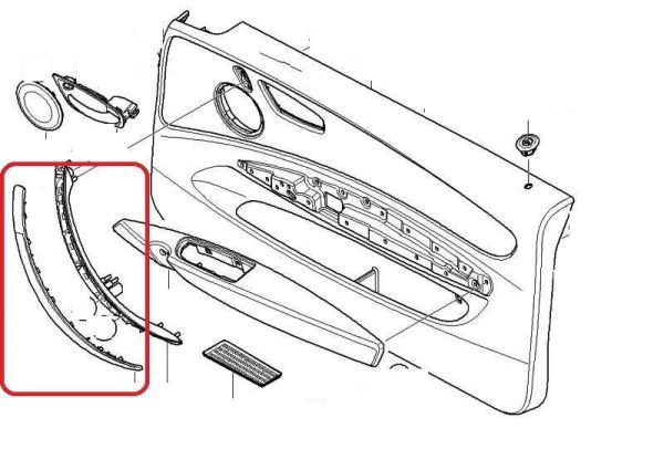 BMW E81 E82 E87 E88 FRONT DOOR INNER HANDLE COVER GLACIER ALUMINIUM SILVER LEFT 51418037455 - Image 2