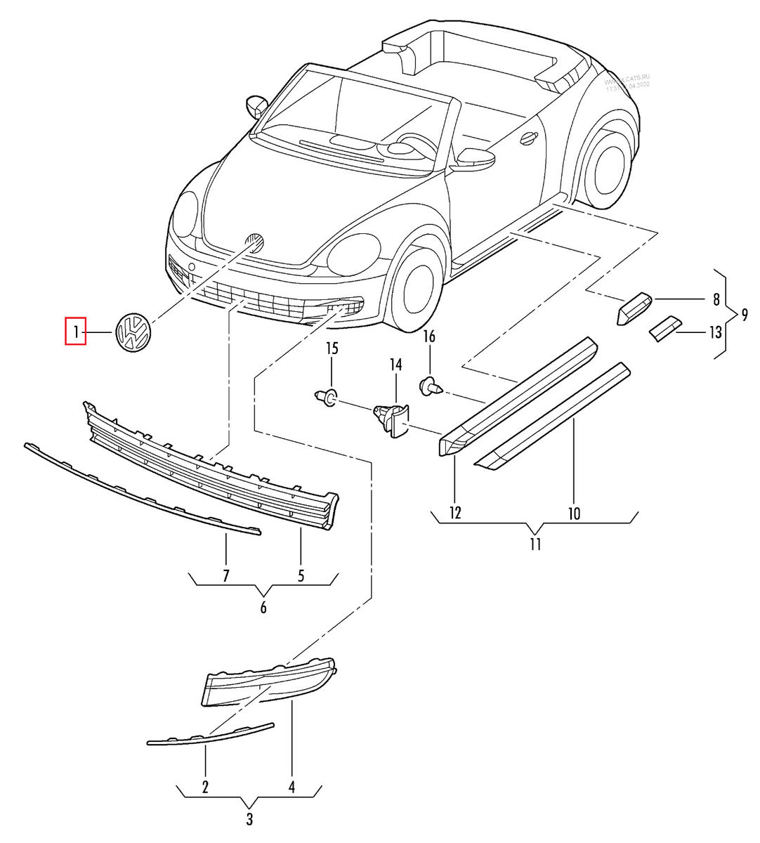 NEW GENUINE VOLKSWAGEN VW BEETLE A5 FRONT HOOD EMBLEM BADGE 5C5853600A - Image 3