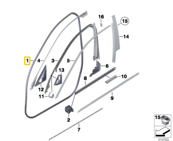NEW GENUINE BMW 5 SERIES F10 F11 SEDAN TOURING FRONT DOOR GASKET SEAL 51767182269 - Image 2