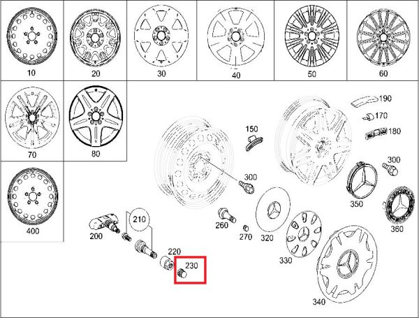 NEW GENUINE MERCEDES BENZ SET OF 4 PLASTIC GREY VALVE CAPS A0004010609 - Image 2