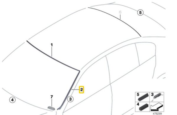 NEW GENUINE BMW 3 SERIES F30 F31 F80 DRIP MOULDING FOR WINDSCREEN SET 51317258188+51317258187 - Image 2