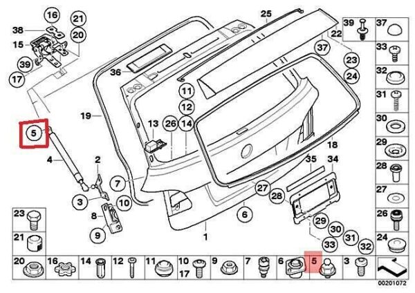 NEW GENUINE BMW 5' SERIES E61 TOURING TAILGATE LIFT SUPPORT BALL PIN 41627148797 - Image 2