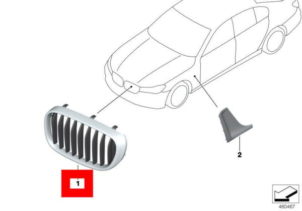 NEW GENUINE BMW 7' G11 G12 FRONT M SPORT KIDNEY GRILLE CHROME RIGHT O/S 51138065540 - Image 2