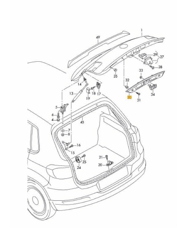 NEW GENUINE VW TIGUAN 2007-2016 REAR TRUNK TAILGATE TRIM LID COVER 5N0827287A - Image 2