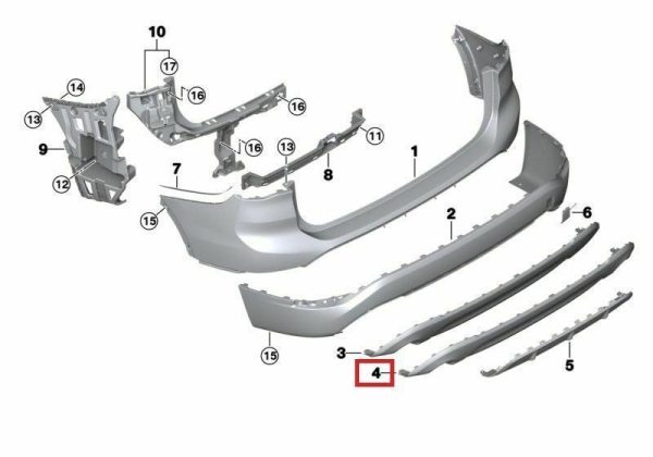 NEW GENUINE BMW X1 F48 NEW 2014-2017 SPORT X LINE REAR BUMPER LOWER TRIM 751127332324 - Image 2