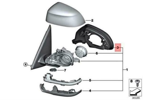 FOR NEW GENUINE BMW X3 X4 X5 X6 F15 F16 F25 SUPPORTING RING GLOSS BLACK RIGHT O/S - Image 3