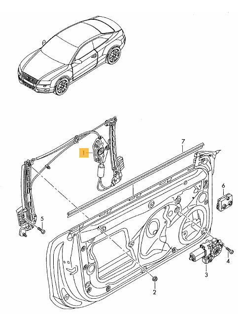 NEW GENUINE AUDI A5 FRONT RIGHT O/S SIDE WINDOW REGULATOR LHD 8T0898461 - Image 2