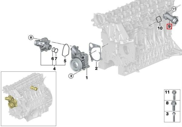 BMW NEW GENUINE 1 3 5 6 7 X3 X5 X6 SERIES COOLANT FLANGE PIPE CONNECTOR 11127806196 - Image 2
