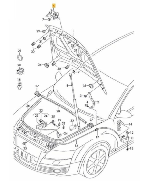 AUDI NEW GENUINE A6 S6 ALLROAD C6 05-11 HOOD BONNET RELEASE HANDLE 4F0823480B - Image 2