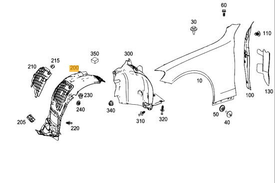 NEW GENUINE MERCEDES MB C CLASS W205 FRONT FENDER INNER LINER RIGHT O/S A2056903201 - Image 2
