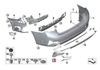 NEW GENUINE BMW 3 SERIES G20 LUXURY REAR BUMPER TRIM PANEL COVER LEFT N/S  51127463621 - Image 2