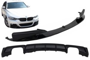 Front Bumper Spoiler with Rear Diffuser suitable for BMW 3 Series F30 F31 (2011-up) M Performance Design Brilliant Black Edition