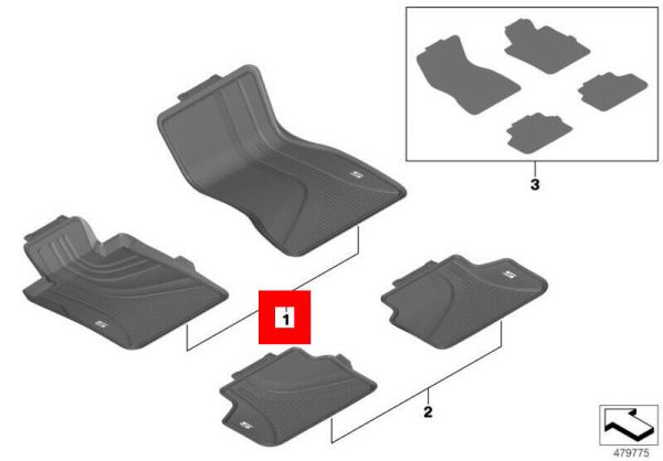 FOR NEW GENUINE BMW 5 SER G30 G31 F90 M5 FRONT ALL WEATHER RUBBER FLOOR MATS LHD - Image 2