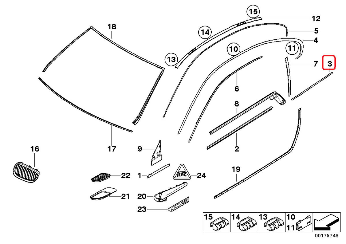 BMW NEW GENUINE 3 SERIES E92 REAR WINDOW TRIM MOLDING FINISHER GLOSS BLACK RIGHT 51378036660 - Image 2
