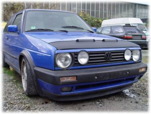 Hood Bra Impact Mask Protection, Synthetic Leather, Color Black for Volkswagen Golf 2