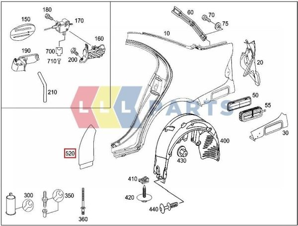 NEW GENUINE MERCEDES BENZ CLS CLASS W219 REAR FENDER PROTECTIVE FOIL RIGHT O/S A2196980878 - Image 2