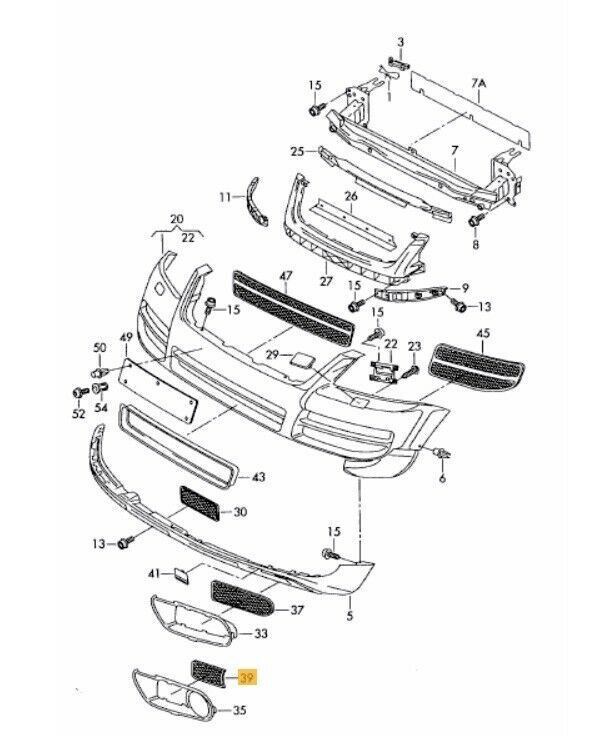 NEW GENUINE VW TOUAREG 2003-2007 FRONT BUMPER BLACK FOG LIGHT GRILL LEFT N/S 7L6853683A9B9 - Image 2