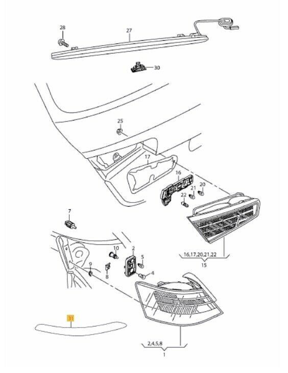 NEW GENUINE AUDI A3 S3 RS3 16- HATCHBACK REAR BUMPER REFLECTOR RIGHT O/S 8V0945106A - Image 2